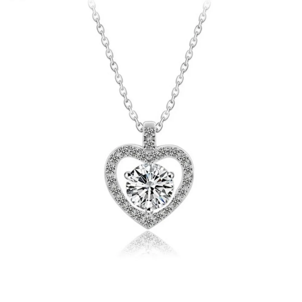Certified 1ct. t.w. Moissanite Diamond Heart Halo Pendant Necklace NEW
